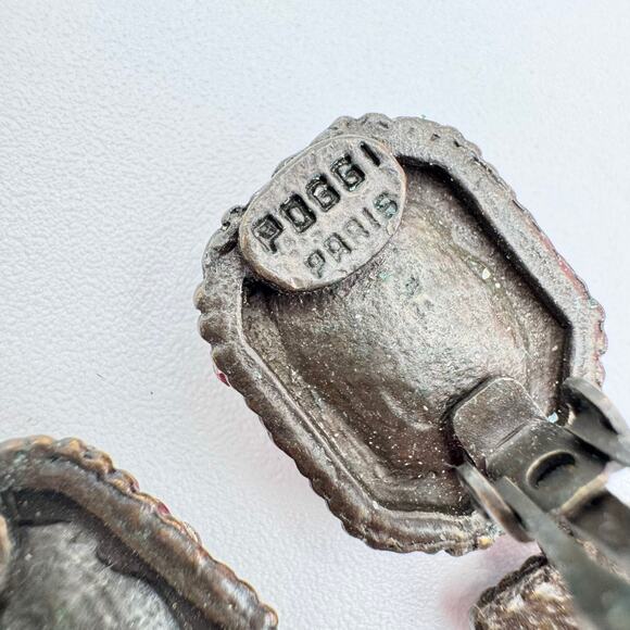 Vintage Poggi Paris Clip On Earrings French Bohemian Designer Eclectic Dramatic - Picture 9 of 13